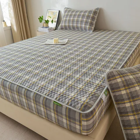 100% Baumwolle Garngefärbtes Karo Bettlaken Retro Minimalistisches Weiches Atmungsaktives Bettlaken Mit Kissenbezug Für Bett Schlafzimmer