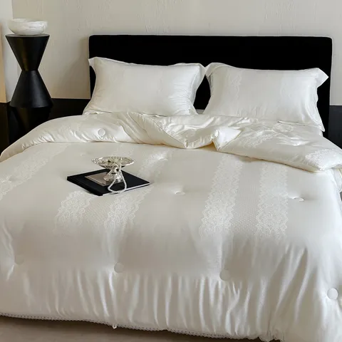 Tencel Cotton Jacquard Soybean Quilt Soft and Comfortable Warm Comforter Winter Bedding Core for Home Bedroom