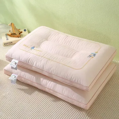 Ergonomic Cervical Pillow For Sleeping Neck Support Soft Polyester Fill Solid Color Bed Pillow For Student Dormitory Home