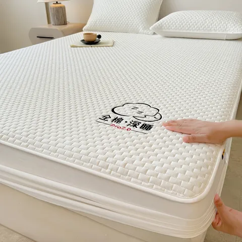 100% Baumwolle Spannbettlaken Gesteppt Geprägt Matratzenschoner Weich Atmungsaktiv Bettlaken Modern Minimalistisch Heimtextilien