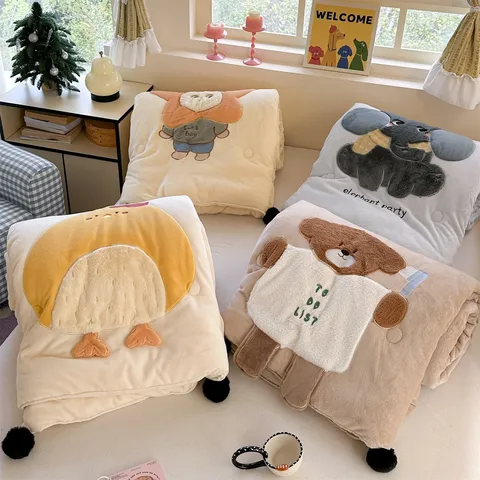 Thickened Milk Velvet Quilt Cartoon Embroidery Winter Quilt Warm Skin-Friendly Quilt Core Single Double Bedding