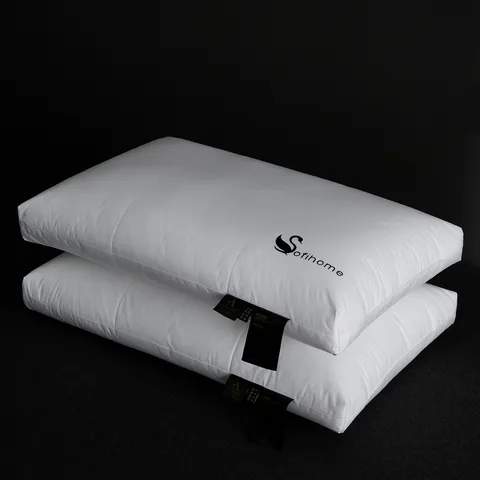 Hotel Luxury Cotton Pillow Core Soft Breathable Neck Support Pillow For Home Bedroom Hotel White Solid Color Piping Design