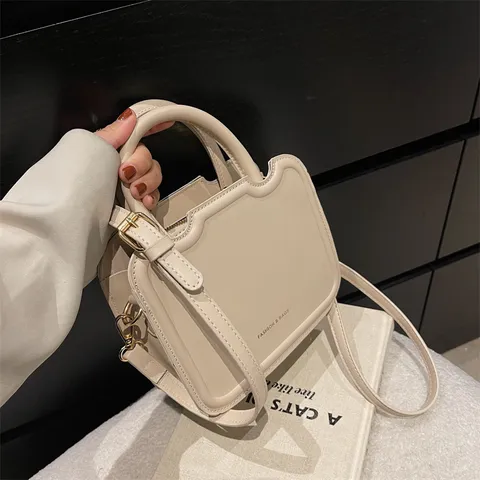 Borsa a Tracolla Retrò in Pelle PU da Donna Bordo Ondulato Borsa Piccola a Quadro Stampato Elegante Borsa a Spalla Tinta Unita Messenger Con Manico