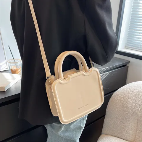 Borsa a Tracolla Retrò in Pelle PU da Donna Bordo Ondulato Borsa Piccola a Quadro Stampato Elegante Borsa a Spalla Tinta Unita Messenger Con Manico