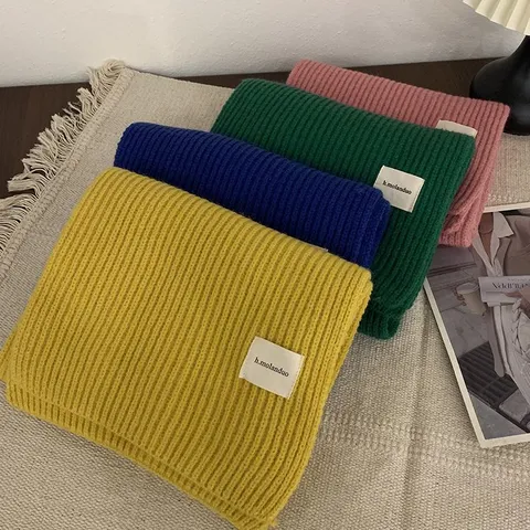 Winter Verdickter Gestrickter Schal Für Damen Einsteckfarbe Warm Weich Mode Halsbekleidung Lässig Tägliche Kaltwetter Schal