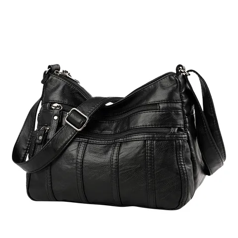 Donna Casual Morbido Pelle PU Borsa a Tracolla Vintage Tinta Unita Tasche Multiple Borsa a Spalla Grande Capacità