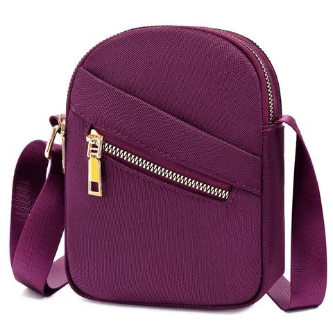 Women Casual Nylon Crossbody Bag Mini Vertical Phone Bag Lightweight Oxford Cloth Small Shoulder Bag Daily Purse