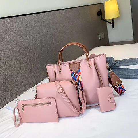 Vrouwen Mode PU Leer Tote Tas Set Vier Delige Casual Schouder Crossbody Tas Vintage Top Handvat Emmer Tas