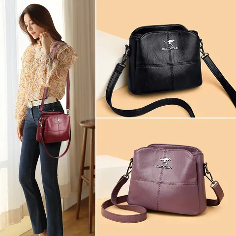 Borsa a Tracolla da Donna in Pelle PU Casual alla Moda Grande Capacità Borsa Crossbody Multistrato Borsa da Lavoro Quotidiana