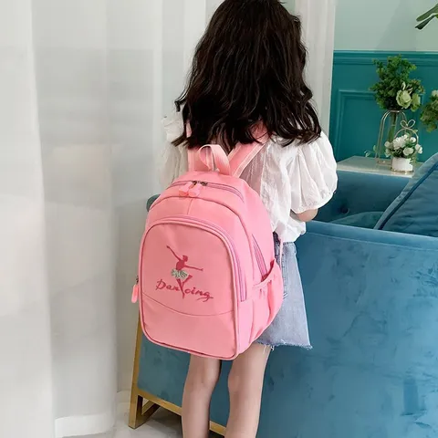 Girls Ballet Dance Backpack Cute Kids School Bag Waterproof Nylon Schoolbook Rucksack For Elementary Preschool Students