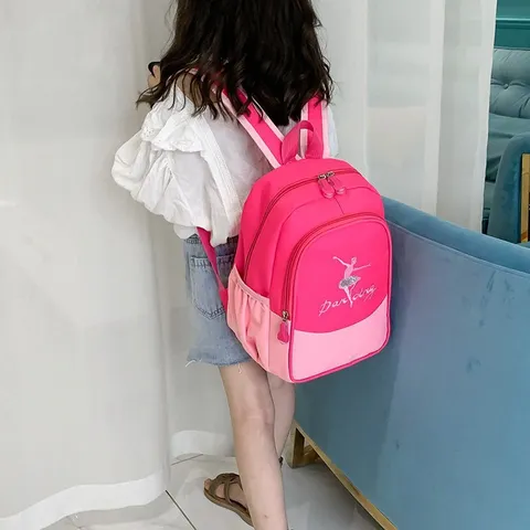 Girls Ballet Dance Backpack Cute Kids School Bag Waterproof Nylon Schoolbook Rucksack For Elementary Preschool Students