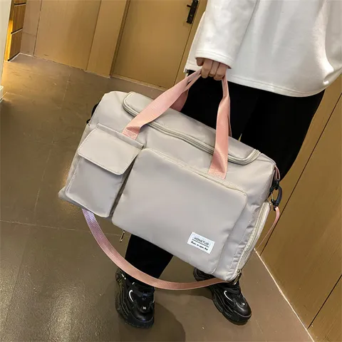 Large Capacity Folding Travel Bag Waterproof Nylon Duffel Bag With Shoe Compartment Gym Overnight Bag For Women Men
