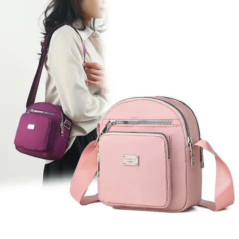 Borsa a Tracolla in Nylon Casual da Donna Leggera Tasche Multiple Viaggio Tinta Unita Borsa Quotidiana