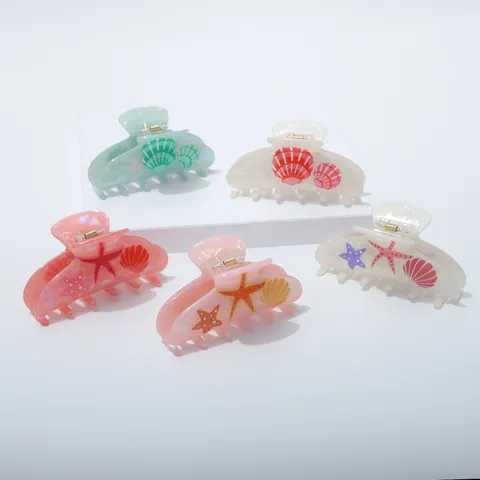 Zomer Oceaanserie Hars Haarklem Haai Zeester Schelp Walvis Patroon Haarspeld Voor Vrouwen Ins Stijl Zoete Haaraccessoires