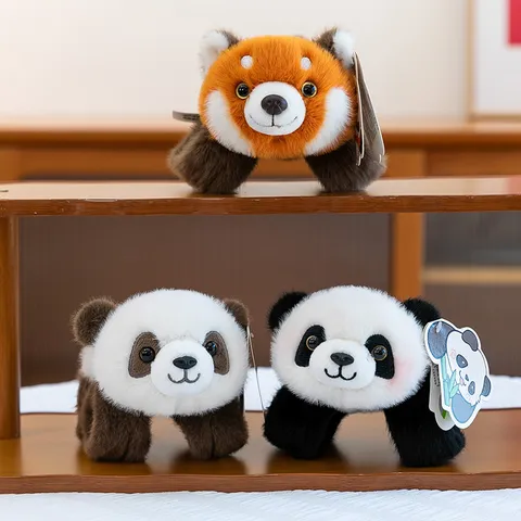 Cute Cartoon Animal Panda Raccoon Plush Toy Slap Bracelet Wristband And Fridge Magnet Creative Stuffed Doll Gift