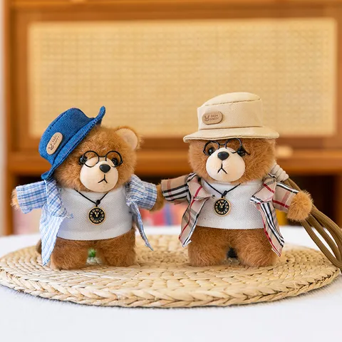Cute Cartoon Plush Bear Doll Pendant Fluffy Stuffed Animal Keychain Bag Charm For Kids