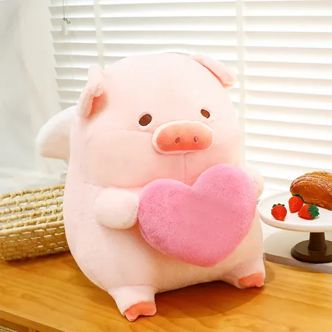 Simpatico Maialino Rosa Peluche Giocattolo Morbido Animale Di Peluche Con Cuore E Ali D'Angelo Regalo Di San Valentino Per Fidanzata