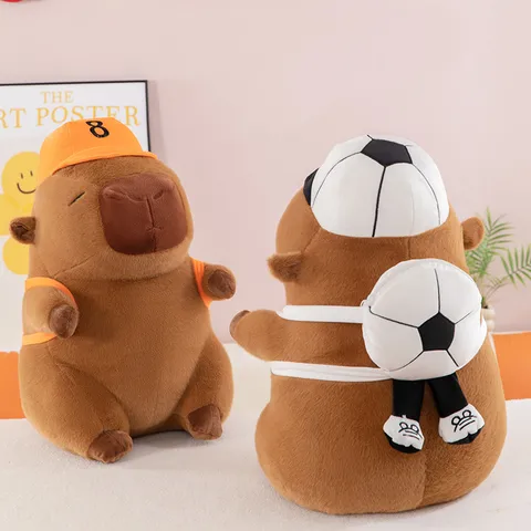 Tekenfilm Sport Serie Capybara Pluche Speelgoed Voetbal Basketbal Rugzak Pop Leuk Gevuld Dier Creatief Cadeau Voor Vrienden
