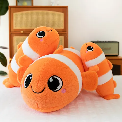 Cute Clownfish Plush Toy Simulation Marine Animal Sleeping Pillow Soft Stuffed Doll Home Decor Decompression Gift