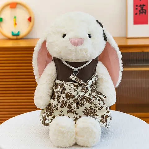 Kawaii Langohren Kaninchen Plüschtier Süße Kuscheltier Puppe Mit Perlenkette Valentinstag Geschenk Für Mädchen
