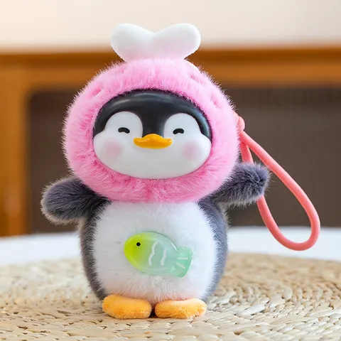 Cute Cartoon Plush Penguin Keychain Animal Pendant Stuffed Doll Schoolbag Bag Charm Birthday Gift For Children