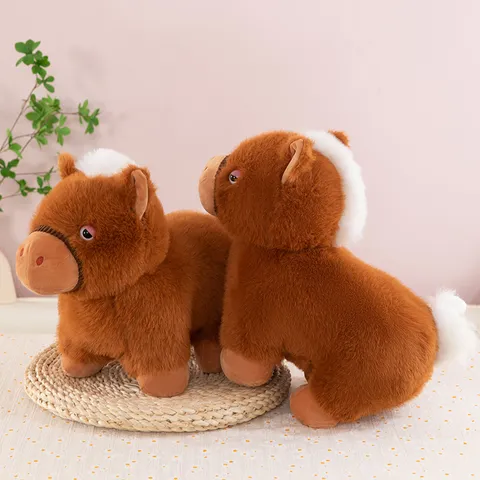 Leuk Cartoon Kort Been Pony Pluche Speelgoed Stuffed Dier Zachte Nertsen Fleece Pop Rustgevende Metgezel Woondecoratie