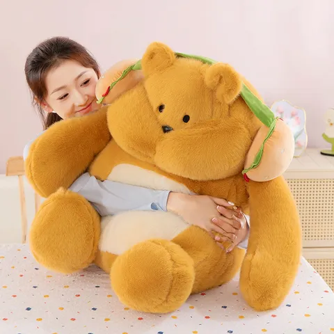 Cute Cartoon Bear Stuffed Animal Plush Toy Soft Faux Mink Fur Sitting Doll Comfort Pillow Home Decor