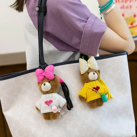 Cute Cartoon Animal Plush Pendant Keychain Creative Portable Kawaii Doll Schoolbag Accessory