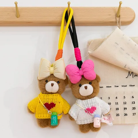 Cute Cartoon Animal Plush Pendant Keychain Creative Portable Kawaii Doll Schoolbag Accessory
