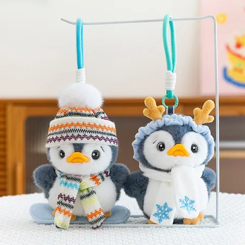 Cute Cartoon Penguin Plush Toy Pendant Keychain Stuffed Animal Doll Soft Schoolbag Hanging Ornament Birthday Gift