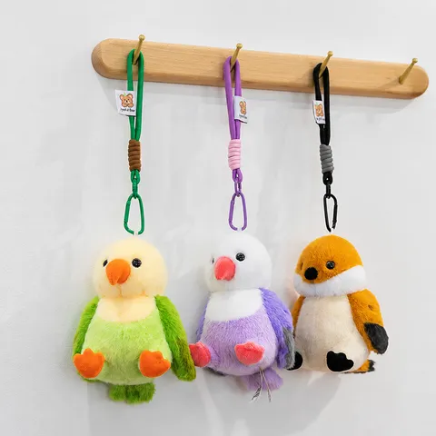 Cute Cartoon Bird Plush Toy Pendant Soft Stuffed Animal Doll Cute Bird Bag Keychain Decoration Birthday Gift