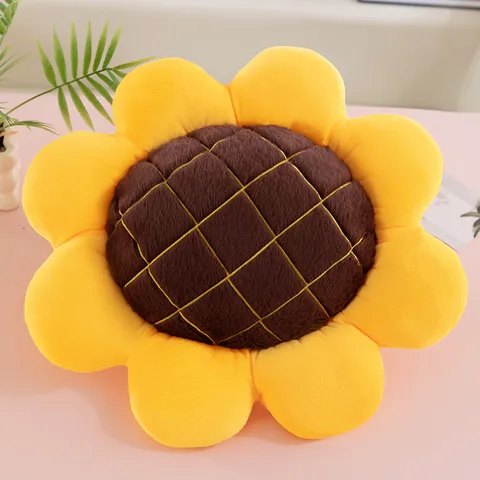 Cute Sunflower Plush Cushion Soft Stuffed Flower Pillow Cartoon Sofa Chair Back Cushion Home Decor Yellow Flower Toy