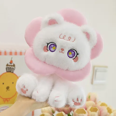 Cute Sunflower Cat Plush Toy Stuffed Animal Soft Fluffy Kitty Doll Kawaii Room Decor Birthday Gift For Kids Girls