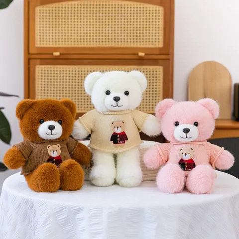 Süßer Cartoon Teddybär Plüschtier Stofftier Mit Gestricktem Pullover Weiche Puppe Freundin Geburtstagsgeschenk