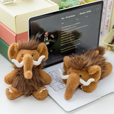 Cute Mammoth Plush Toy Stuffed Animal Doll Keychain Bag Pendant Soft Fluffy Desk Companion Birthday Gift