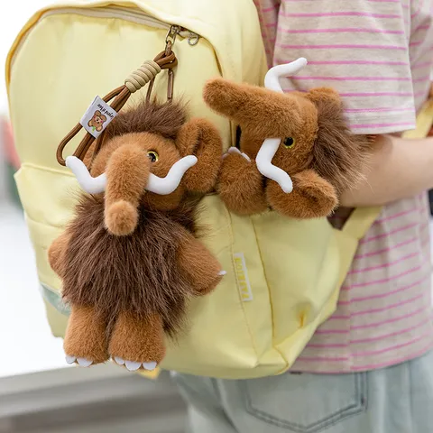 Cute Mammoth Plush Toy Stuffed Animal Doll Keychain Bag Pendant Soft Fluffy Desk Companion Birthday Gift