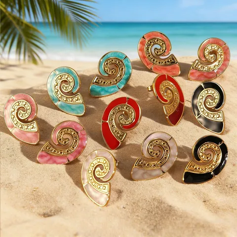 Stainless Steel Ocean Marine Theme Enamel Starfish Seashell Drop Earrings With Artificial Pearl Beach Vacation Jewelry For Women