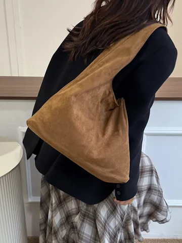 Bolso Tote de Hombro de Gamuza para Mujer Vintage Estampado de Leopardo Gran Capacidad Bolso Hobo Relajado para Oficina Diario Otoño Invierno