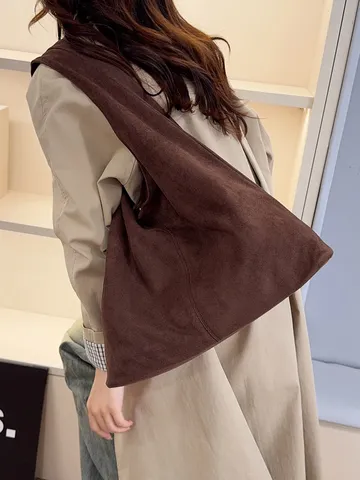 Bolso Tote de Hombro de Gamuza para Mujer Vintage Estampado de Leopardo Gran Capacidad Bolso Hobo Relajado para Oficina Diario Otoño Invierno