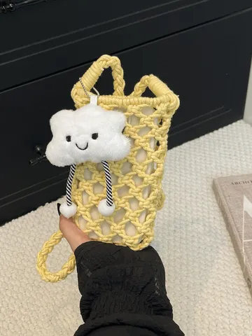 Donna Estate Vacanza al Mare Borsa Telefono Tessuta Traforata Borsa a Tracolla Casual Borsa Giornaliera