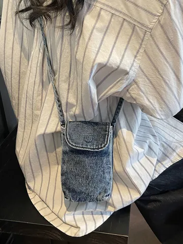 Retro Minimalist Denim Canvas Crossbody Phone Bag Women Casual Solid Color Small Shoulder Bag Coin Purse