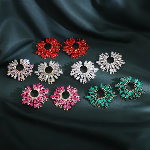 Statement Legering Strass Zonnebloem Oorbellen Met 925 Sterling Zilver Stift Luxe Oversized Geometrische Hanger Oorbellen Voor Vrouwen Bruiloft Prom Feest Sieraden Cadeau