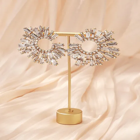 Statement Legering Strass Zonnebloem Oorbellen Met 925 Sterling Zilver Stift Luxe Oversized Geometrische Hanger Oorbellen Voor Vrouwen Bruiloft Prom Feest Sieraden Cadeau