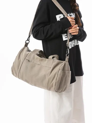 Dames Grote Capaciteit Canvas Reistas Casual Outdoor Handtas Schouder Crossbody Duffel Bag Draagbare Bagagetas