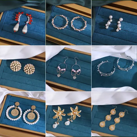 Vintage Legering Kunstparel Hangoorbellen Voor Dames Geometrische Strass Hangende Oorbellen Met 925 Sterling Zilver Stift Sieraden Cadeau