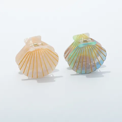 Zoet Elegant Schelp Vorm Haarklem Waiervormig Hars Haarspeld Acetaat Patroon Haaraccessoires Voor Dames Dagelijks Casual