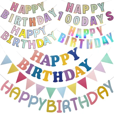 Colorful Glitter Birthday Party Banner Hanging Garland Celebration Decor Supplies For Kids And Adults Birthday Party