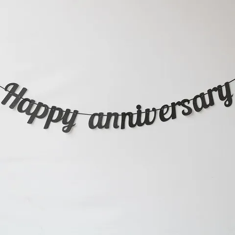 Bannière Joyeux Anniversaire Pailletée en Papier Brillant avec Cœur Décoration de Fête Célébration Bannière Suspendue