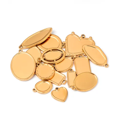 Roestvrij Staal Fotolijst Hanger Blanco Geometrische Medaillon Bedels Basis Voor DIY Ketting Sieraden Maken Accessoires