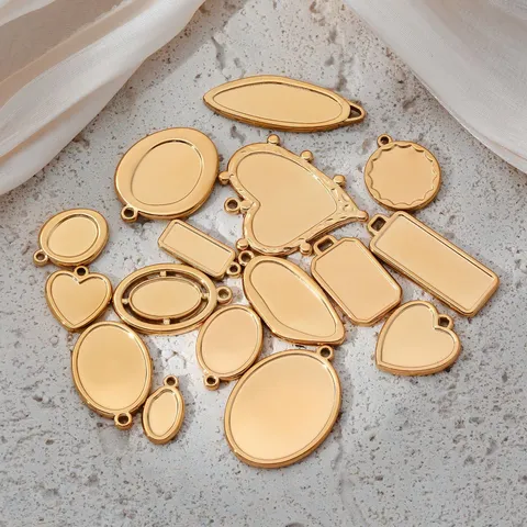 Roestvrij Staal Fotolijst Hanger Blanco Geometrische Medaillon Bedels Basis Voor DIY Ketting Sieraden Maken Accessoires